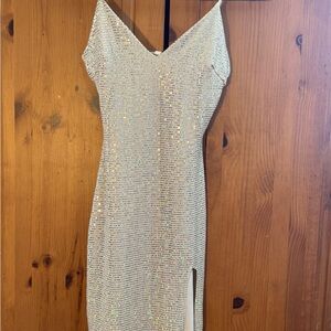 Chocolate Silver Sequin Midi Slip Dress